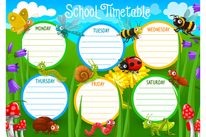 School Timetable With Insects