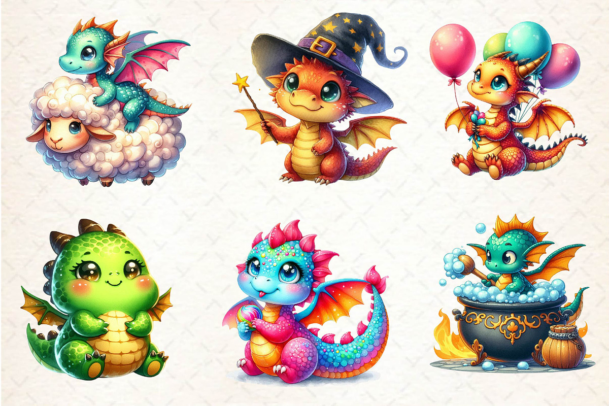 Baby Dragon Sublimation Clipart, an Illustration by Dream Creation (Photo 7 of 7)