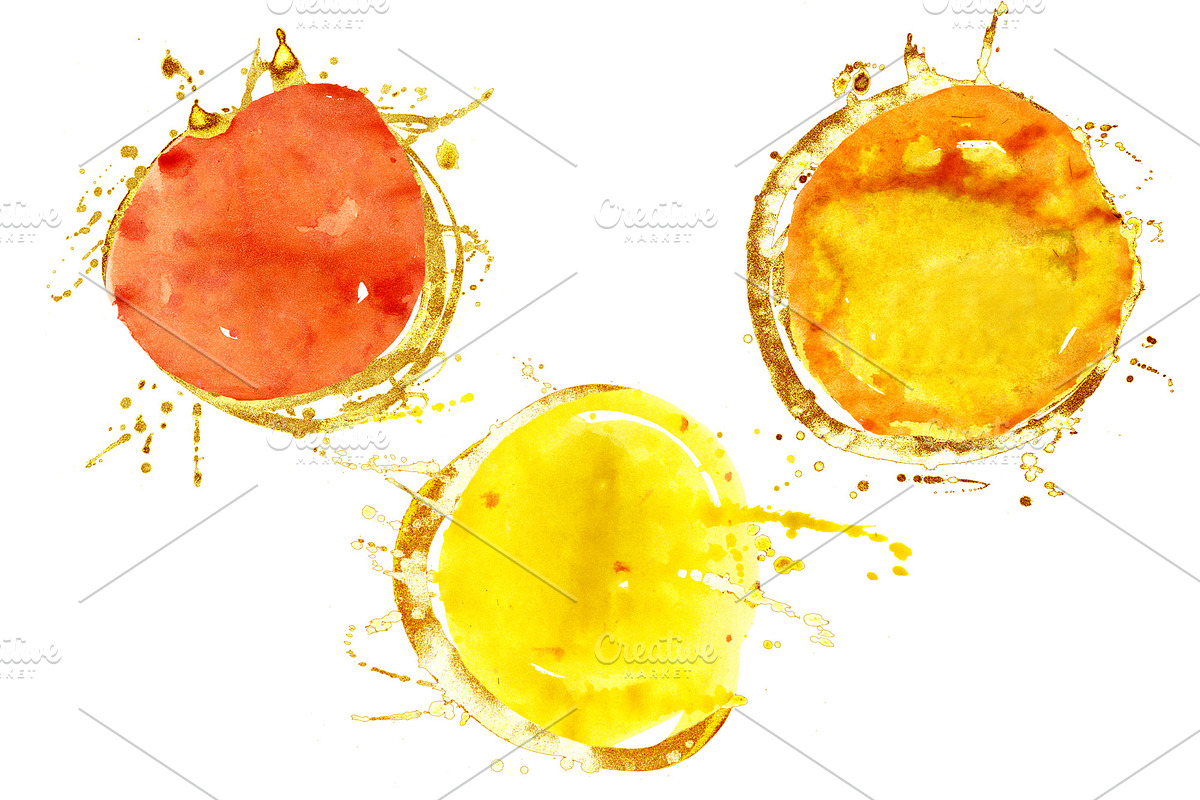 Watercolor brush strokes with gold, a Decorative Illustration by Watercolor fantasy (Photo 6 of 6)