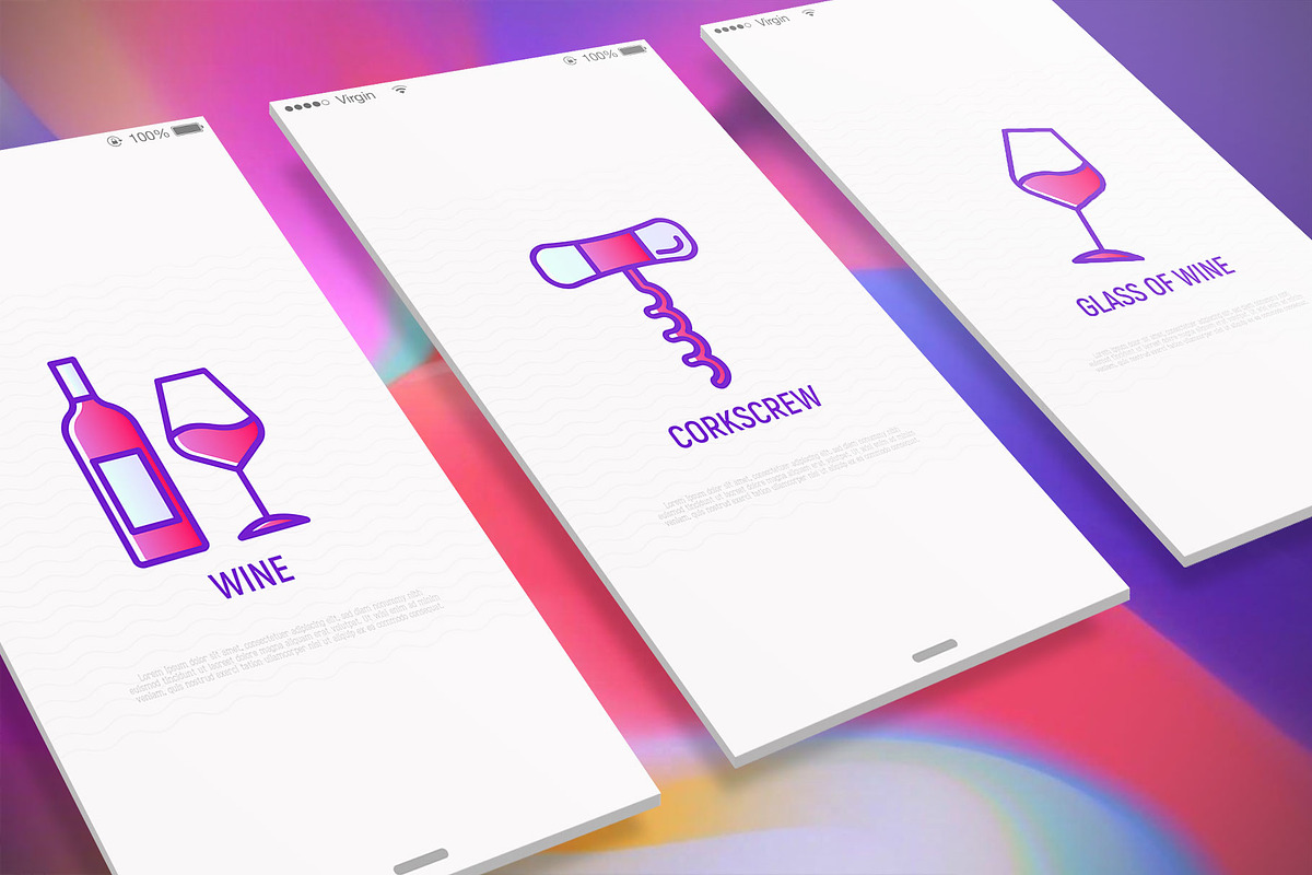 Wine | 16 Thin Line Icons Set, an Outline Icon by Alex Blogoodf (Photo 2 of 9)