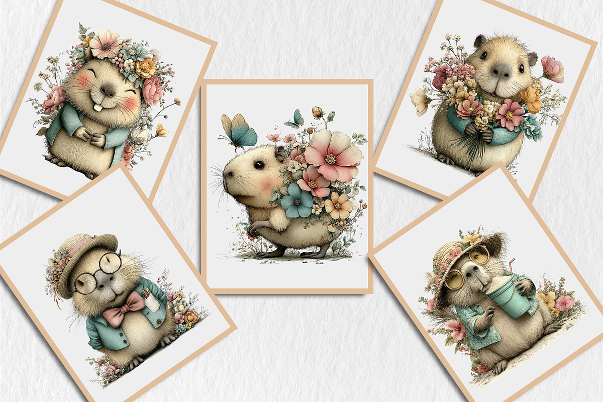 Summer Funny Capybara Clipart, a Seasonal Illustration by Rose Art (Photo 6 of 6)