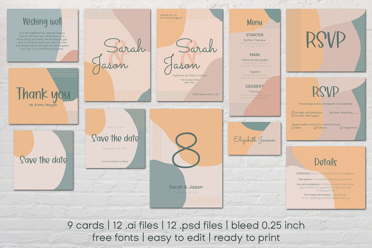 Abstract modern wedding cards suite, an Invitation Template by MariiaVD (Photo 9 of 10)
