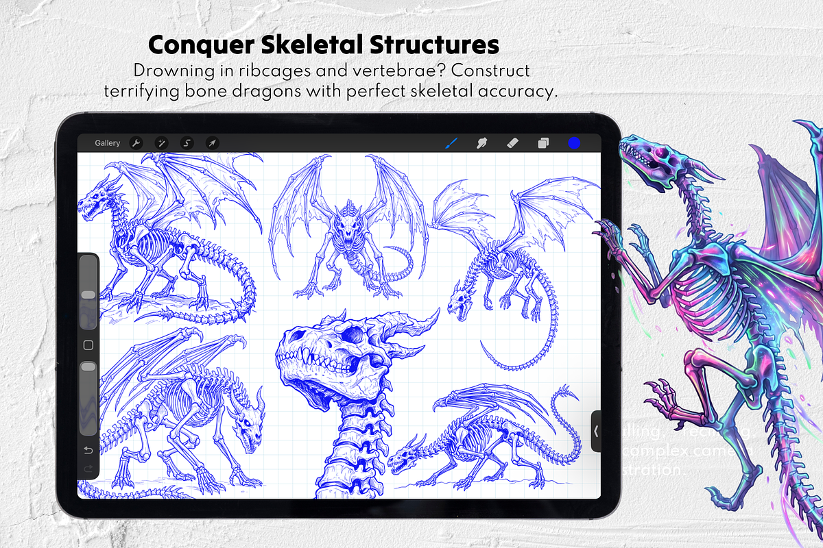 150 Dragon Procreate Stamp Brushes, a Brush Add-On by Selentaori Studio (Photo 5 of 11)