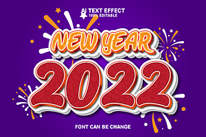 Illustration New Year 3D Text Effect