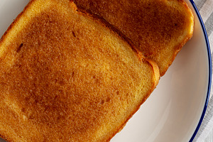 Homemade American Cinnamon Toast with Butter and Orange Juice, t, a Food & Drink Photo by LiudmylaChuhunova