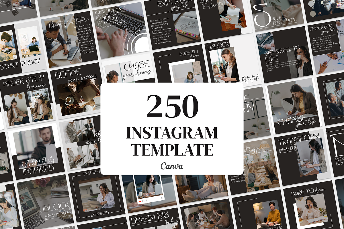 Dark Canva IG Templates, a Social Media Template by VeliusCreativeStudio (Photo 1 of 10)
