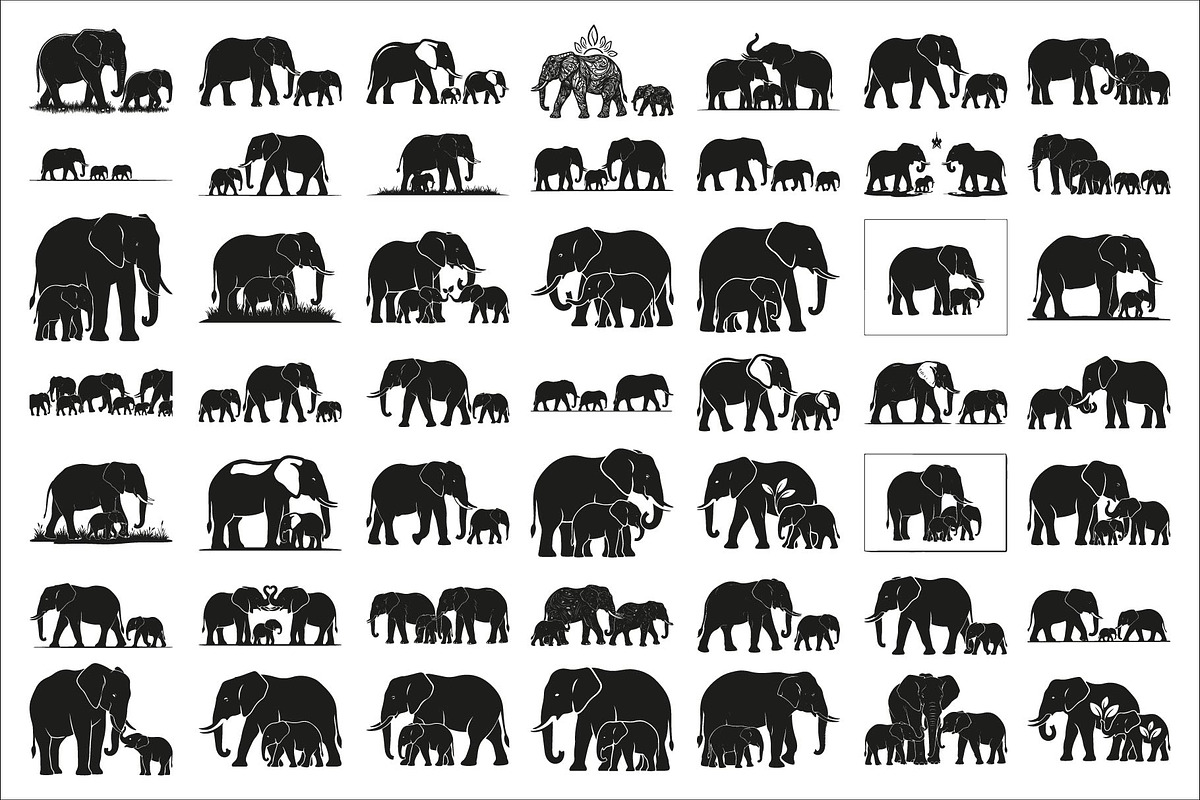 elephant family silhouette design, an Illustration by Amazin_art (Photo 1 of 51)