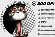 Watercolor Spring Cat Clipart, an Illustration by DreamCafeArt (Thumbnail 2 of 6)