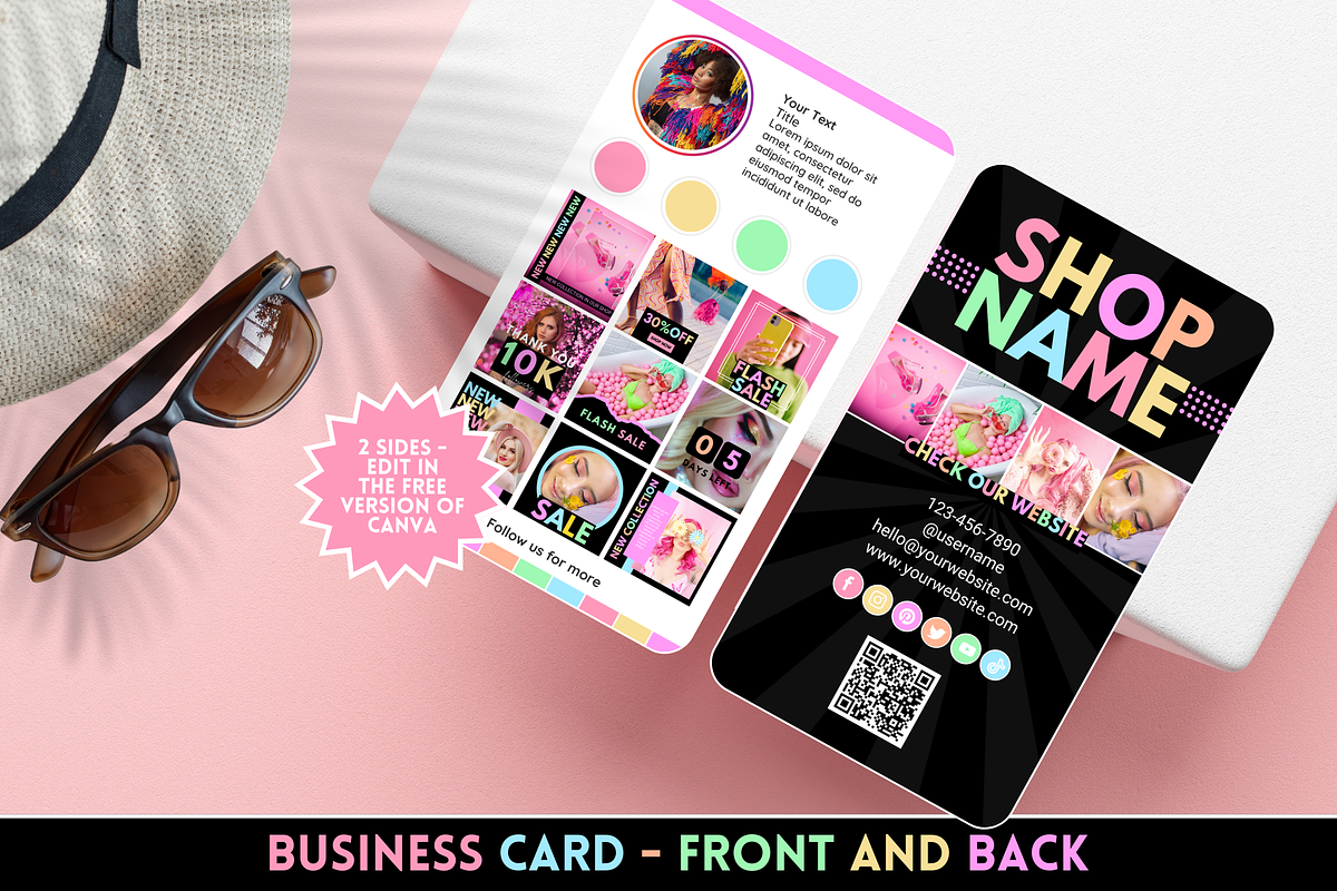 Pastel Neon Business Card Template, a Business Card Template by SunshineStudioBoutique (Photo 1 of 10)