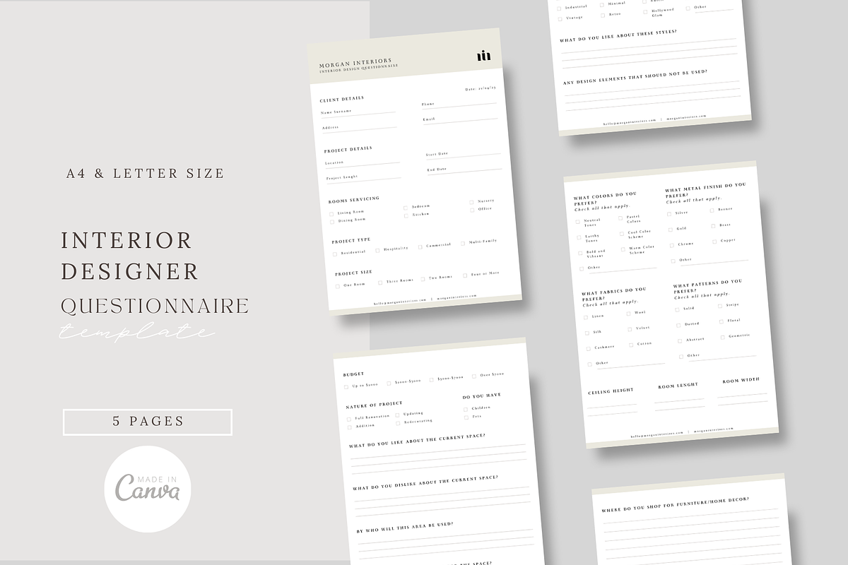 Interior Design Client Questionnaire, a Presentation Template by ...