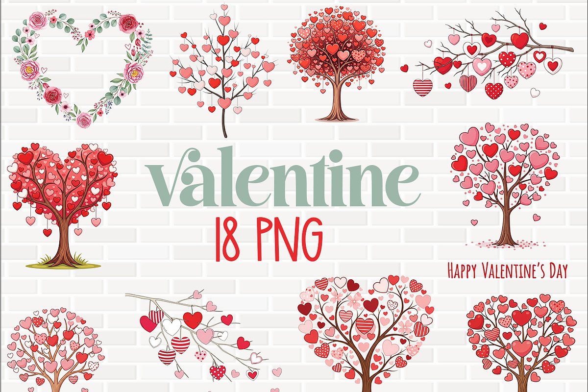 Heart Tree Clipart Bundle, a Graphic by crative8112 (Photo 1 of 11)