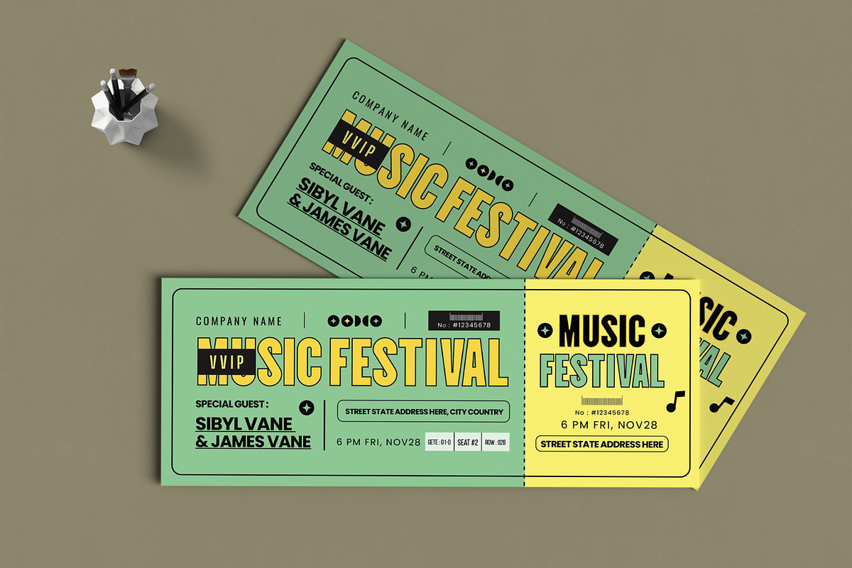 Music Festival VIP Ticket Design, a Stationery Template by ContestDesign (Photo 2 of 3)