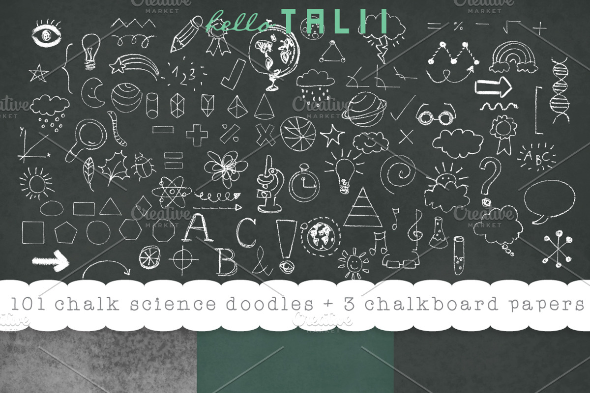 101 Back to School Chalk Doodles+JPG, an Education Illustration by Hello Talii (Photo 1 of 3)