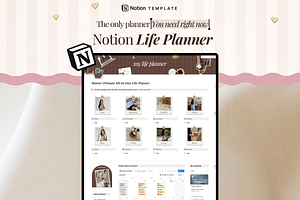 Notion Life Planner, Notion Template, a Branding & Logo Template by The Thrive Society