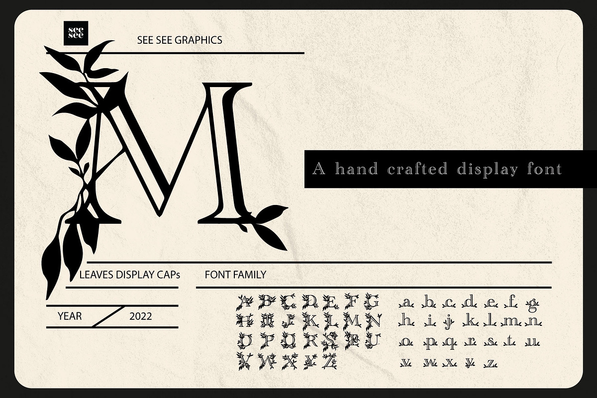 Leaves Display Cap Font, a Font by CC CREATIVE CO (Photo 1 of 4)