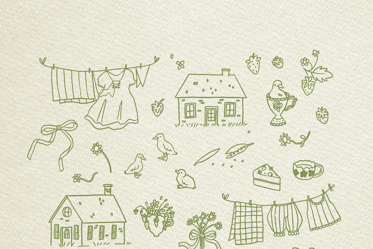 4 Seasons Cottagecore Cipart Bundle, a Seasonal Illustration by Cute Atelier (Photo 4 of 36)