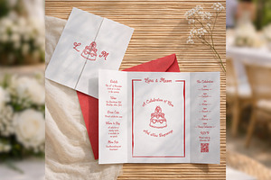 Gatefold Wedding Invite bd002, an Invitation Template by TyphoonStudio