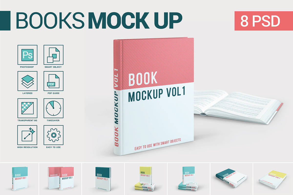 Books Mockup, a Print Template by visufactum (Photo 1 of 13)