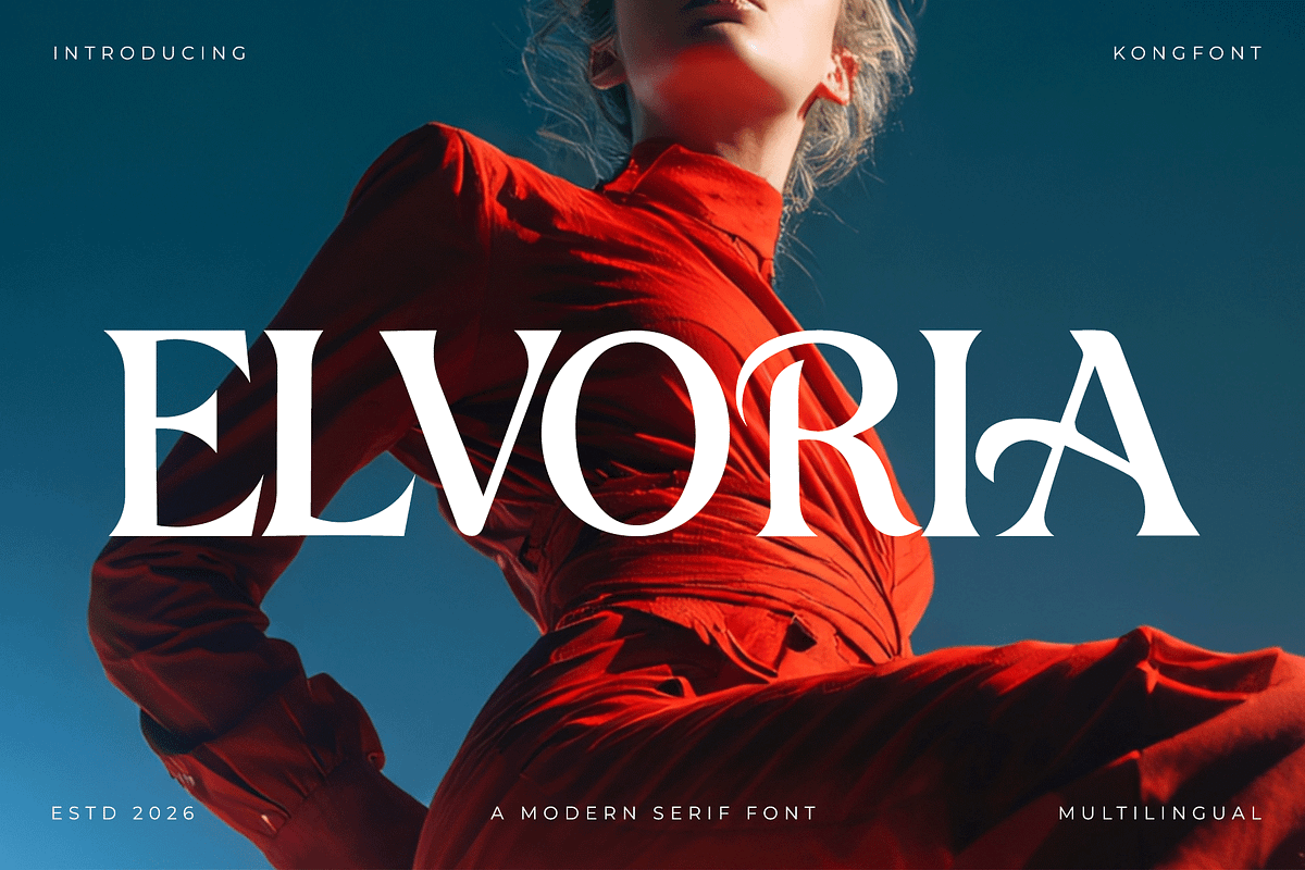 Elvoria – Modern Serif Font, a Serif Font by overlaytemplates (Photo 1 of 5)