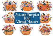 Autumn Pumpkin Floral Clipart, an Illustration by Designs_River (Thumbnail 1 of 10)