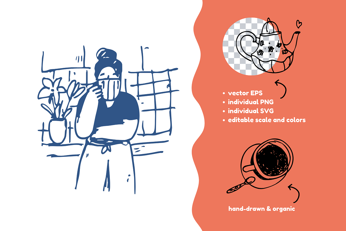 Hand Drawn Breakfast & Tea Clipart, a Decorative Illustration by Heartwarming Art (Photo 5 of 10)