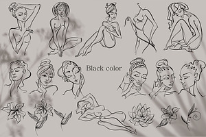 Woman Line Art Digital Clipart PNG