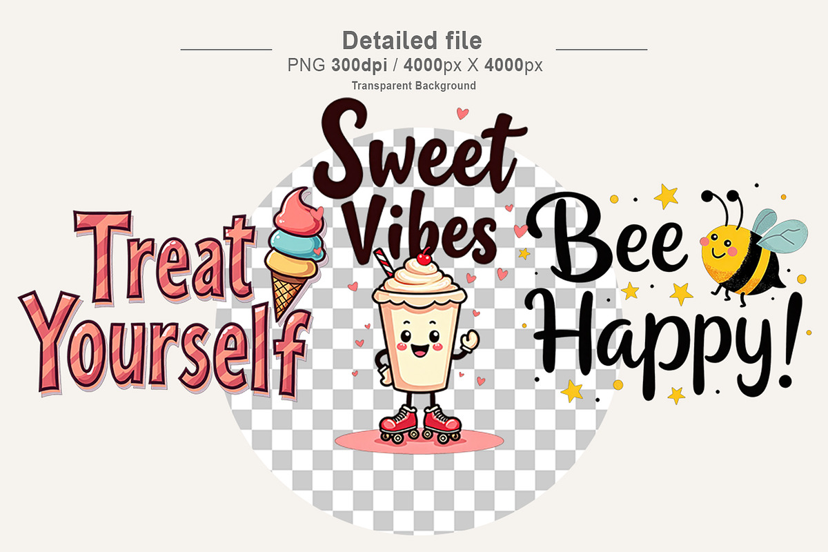 Retro Kawaii Quote Clipart Bundle, an Illustration by Artnoy (Photo 3 of 8)