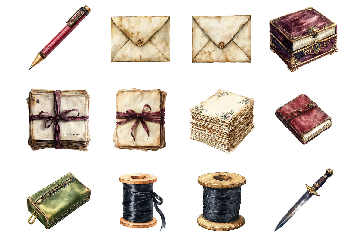 Writer Book love Clipart Set, a Seasonal Illustration by Designking (Photo 2 of 5)
