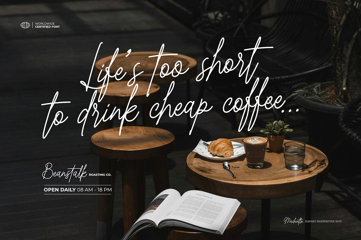 Machiatto - Elegant Handwritten Note, a Script Font by ikiiko (Photo 3 of 8)