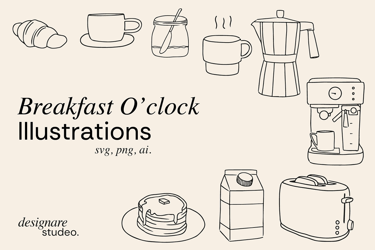Breakfast O'clock Illustrations, a Decorative Illustration by ginni illustrations (Photo 1 of 5)