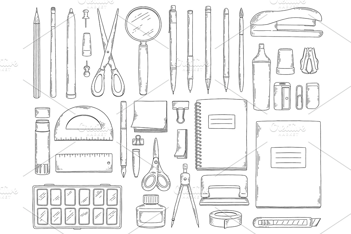 Set of hand drawn black and white, an Object Graphic by Sabelskaya