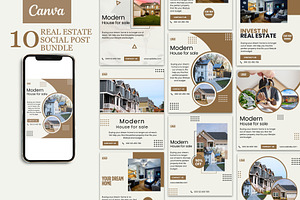 Real Estate Instagram Posts Bundle, a Social Media Template by GenesisCreativeCo