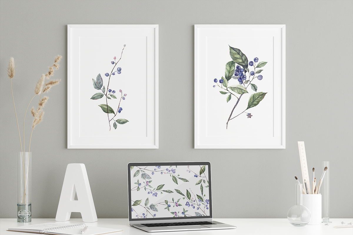 Blueberry watercolor collection, a Decorative Illustration by Tilling (Photo 6 of 7)