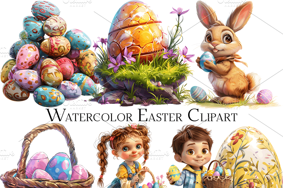 Watercolor Easter Clipart, an Object Graphic by ArtisticTimberStudio (Photo 1 of 2)