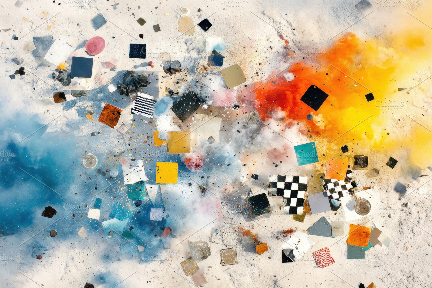 Vibrant abstract composition with geometric shapes, an Abstract Photo by AlyaAnd