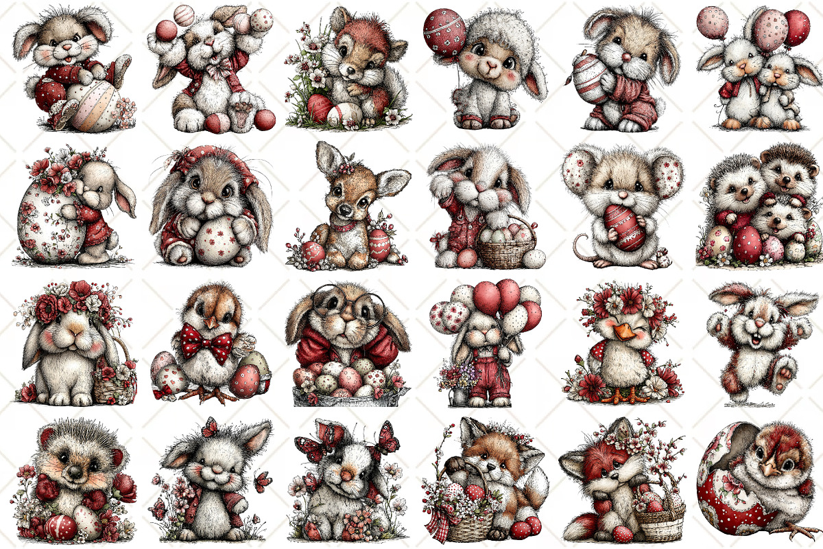 Whimsical Easter Animal Clipart, an Illustration by Black Bird Studio (Photo 2 of 5)