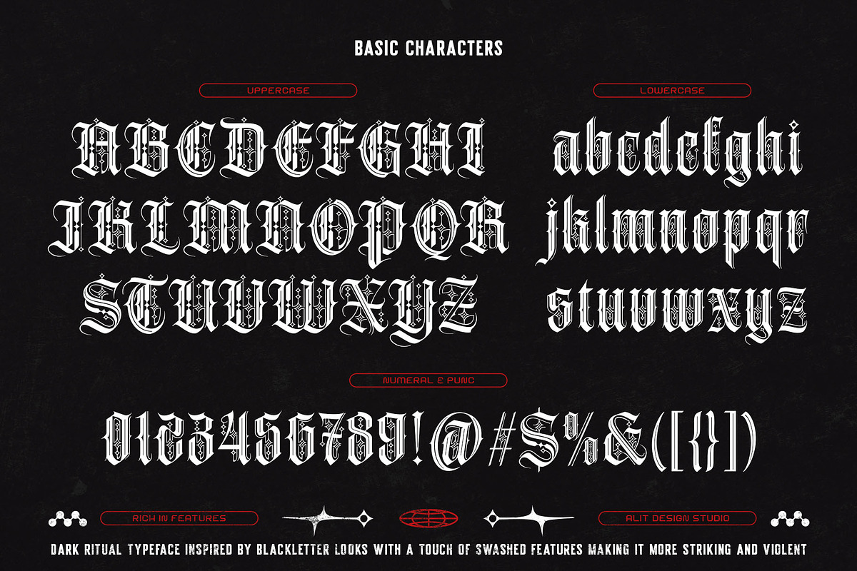 Dark Ritual Typeface, a Blackletter Font by alit design (Photo 6 of 20)