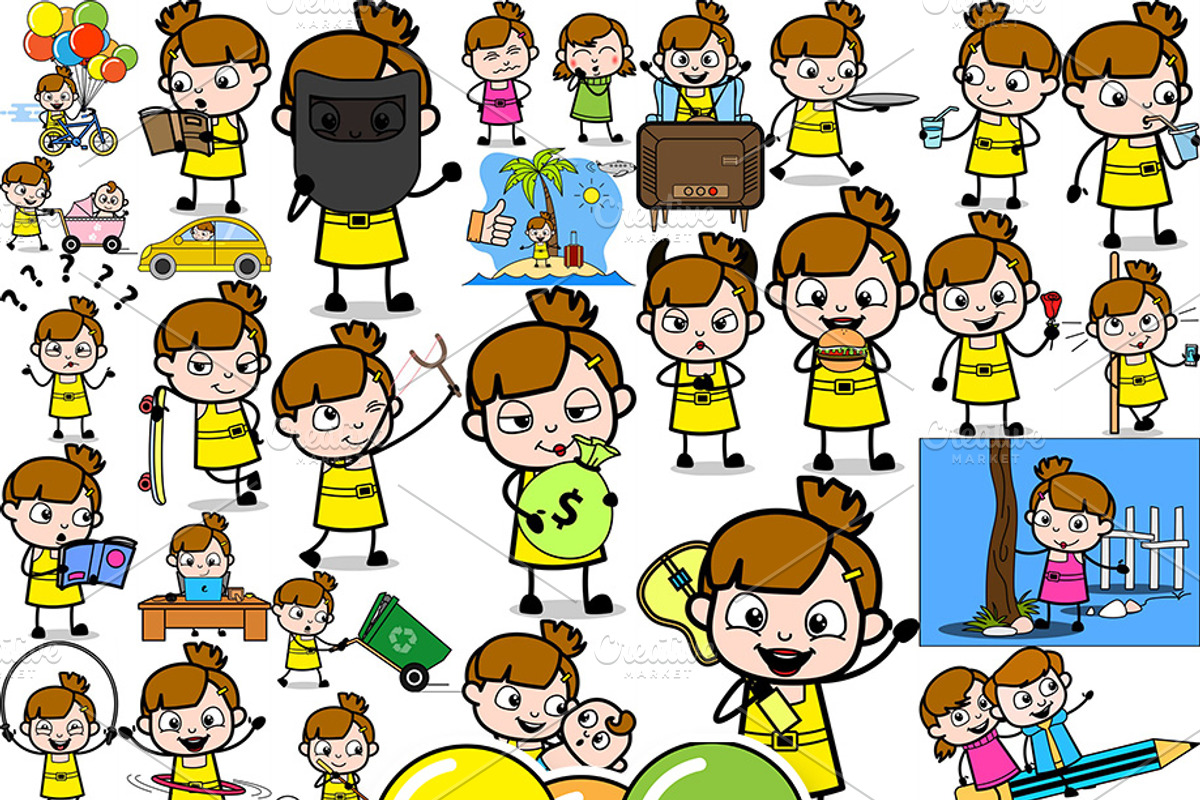 Little Girl ~ Cartoon Character Set, an Education Illustration by The Toon Company (Photo 6 of 7)