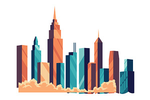 City downtown with skyscrapers, an Object Illustration by Things for designers