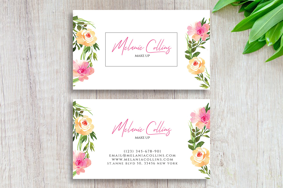 Floral Business Card Template, a Business Card Template by Bumblebee (Photo 1 of 2)