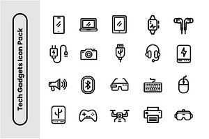 Tech Gadgets Thick Line Icon Set, an Icon by Decta Store