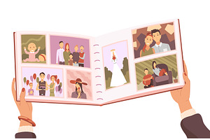 Family photo album. Woman hands, a Person Illustration by the8monkey
