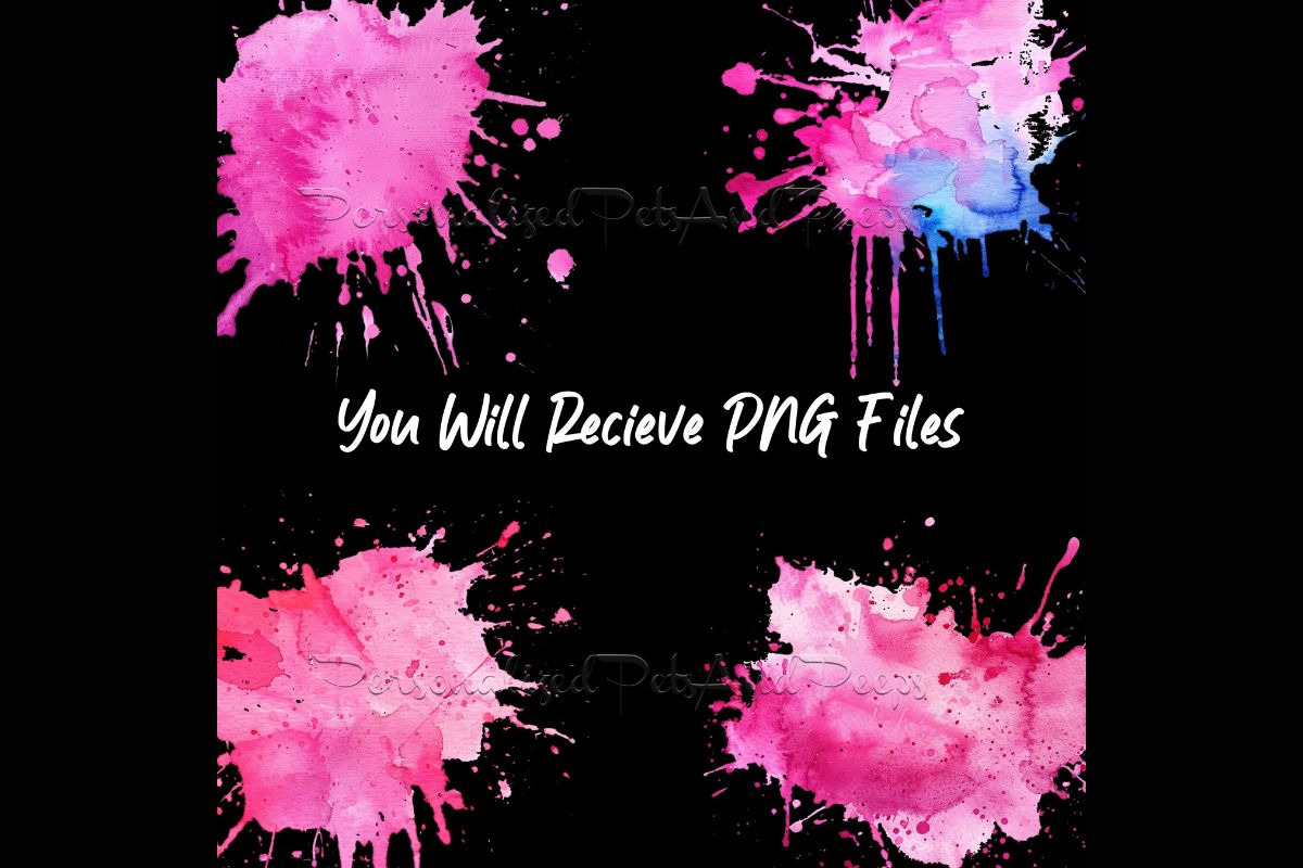 24 Fuchsia Watercolor Splashes, a Decorative Illustration by Art Paradise Studios (Photo 4 of 4)