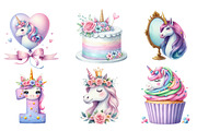 Watercolor Unicorn Birthday PNG, an Illustration by SinaCreation (Thumbnail 3 of 5)