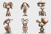 Whimsical Easter Bunny Clipart, an Illustration by DreamCafeArt (Thumbnail 6 of 6)