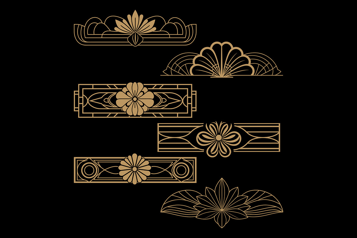 11 Art Deco Horizontal Flowers, a Decorative Illustration by Stanislav Kharchevskyi (Photo 3 of 3)