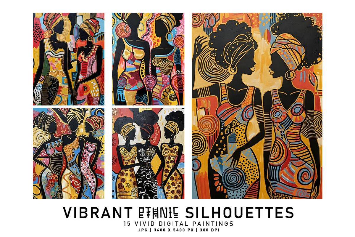 Vibrant Ethnic Silhouettes, a Decorative Illustration by Digital Art Creations (Photo 3 of 7)