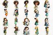 Girl with Cat Watercolor Clipart PNG, an Animal Illustration by SugarCloudStudioArt (Thumbnail 2 of 5)