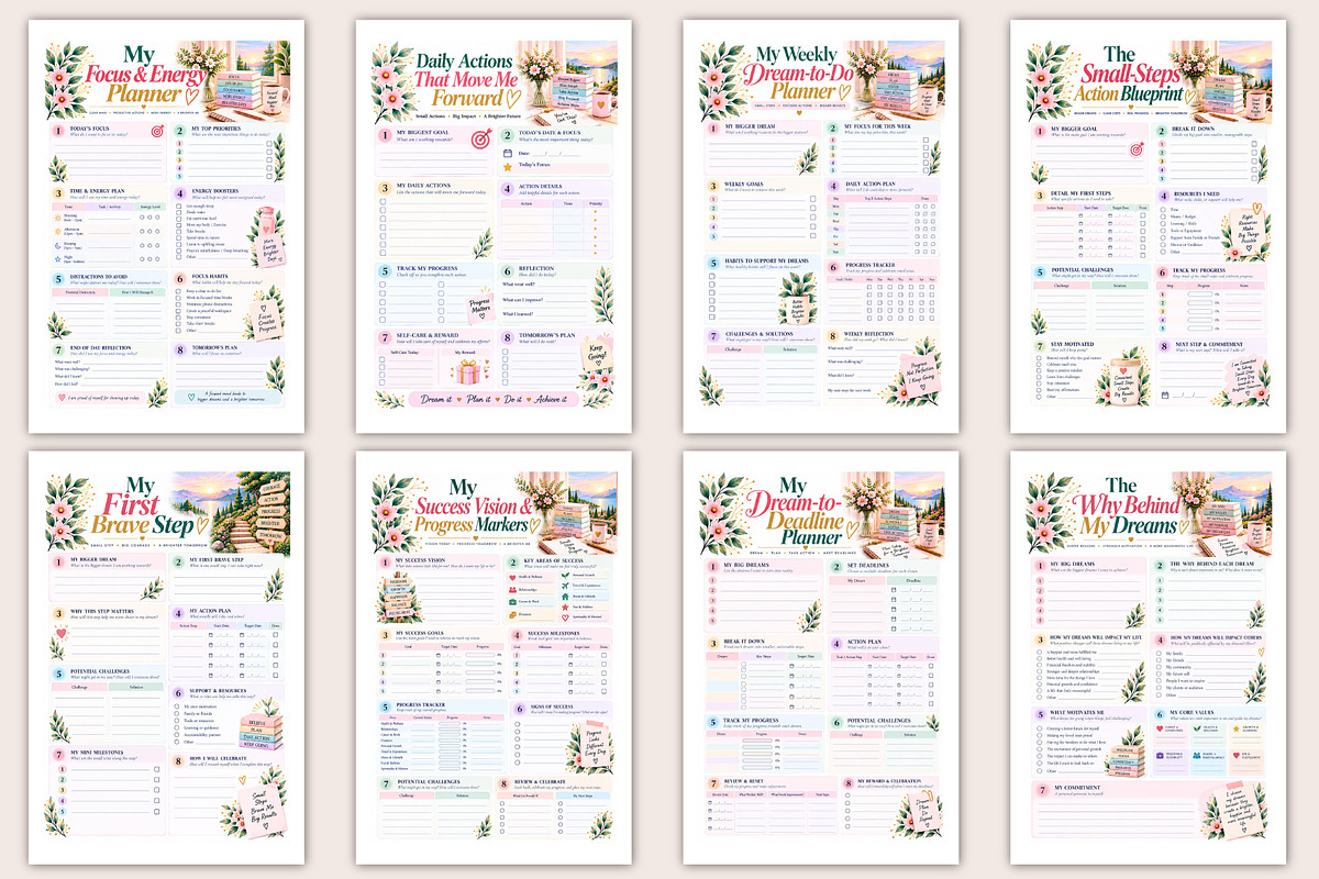 Dream-to-Reality Planner, a Stationery Template by Designmela01 (Photo 2 of 5)