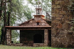 Small stone hermitage with a bell to, an Architecture Photo by Perpis